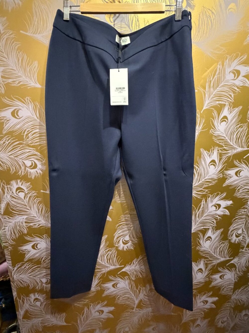 The Fold  Charwell Skinny-Leg Trousers Navy Stretch Ponte UK 16 US 12 NWT